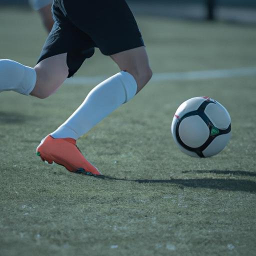 Cầu thủ U19 đi bóng trên sân cỏ