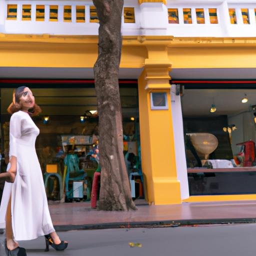 Nàng thơ điểm tô thêm vẻ đẹp Ho Chi Minh City bằng chiếc áo dài tay phồng truyền thống với màu sắc hiện đại.