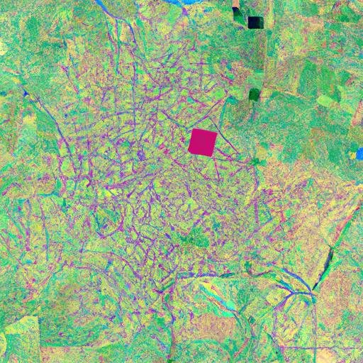 Bản đồ vệ tinh hiển thị chỉ số không gian địa lý của một khu vực nông thôn.