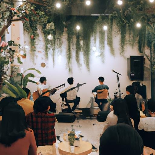 Ban nhạc guitar trình diễn 'hợp âm chuyện như chưa bắt đầu' tại quán cà phê đông người