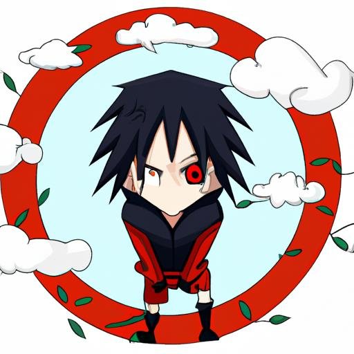 Bức tranh Itachi được vẽ theo phong cách chibi.