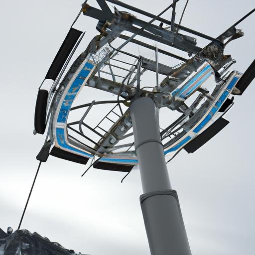 Hệ thống cáp treo đưa những người chơi trượt tuyết lên đỉnh núi phủ tuyết