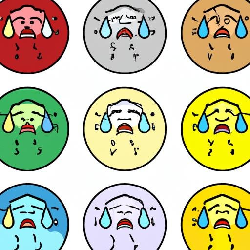 Các biến thể khác nhau của biểu tượng 'cười trong nước mắt' với nhiều màu sắc khác nhau
