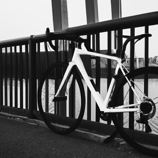 Chiếc xe đạp đường trơn màu đen trắng của Xiaomi trên cây cầu