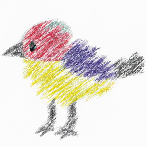 Bức vẽ chim được tạo hoàn toàn bằng các nét bút sáp Mic