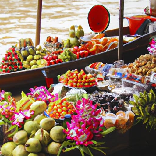 Những trái cây nổi bật trên chợ nổi sầm uất.