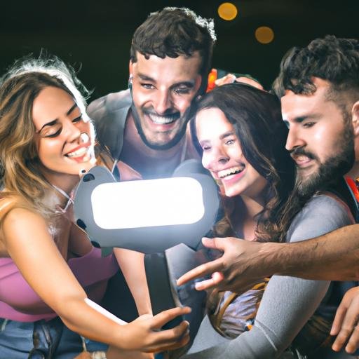 Chụp ảnh selfie nhóm bạn với đèn selfie di động