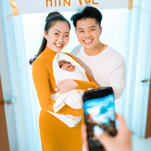 Cặp đôi hạnh phúc chụp ảnh kỷ niệm cùng con mới sinh sau khi đẻ thành công với sự hỗ trợ của 'gói an sinh'