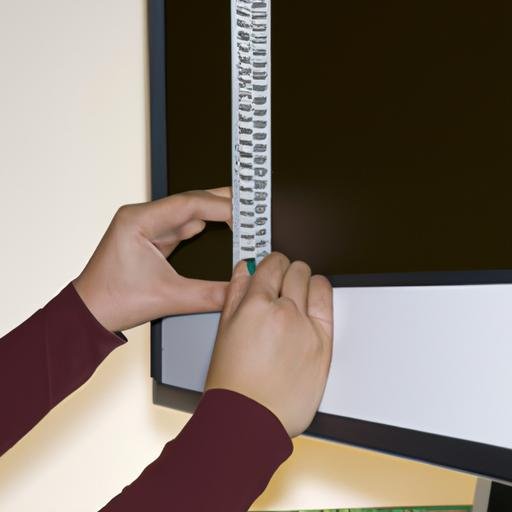 Đo độ dài đường chéo của màn hình máy tính 14 inch bằng thước đo.