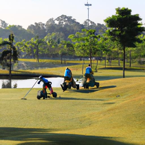 Đội ngũ bảo trì sân golf đang làm việc trên mặt cỏ tại Sân Golf Hà Nam