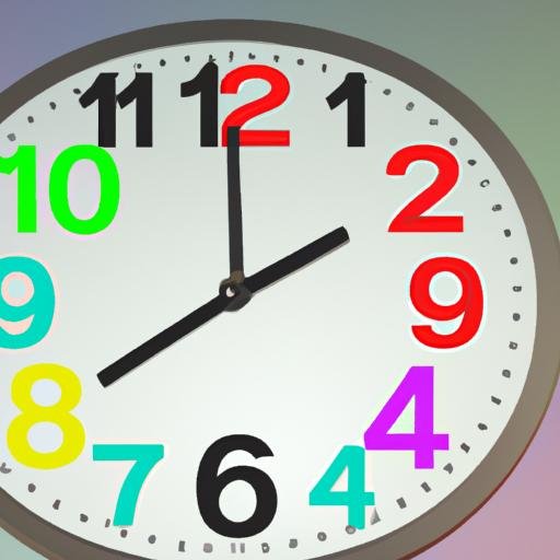 Một chiếc đồng hồ kim với các số màu sắc trên nền hiện đại