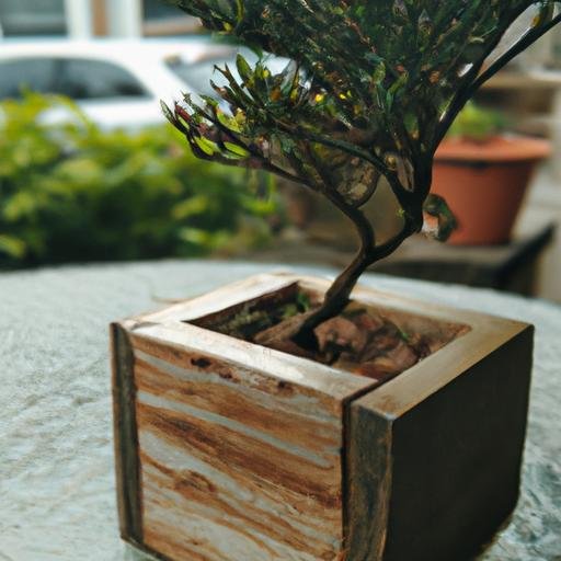 Hộp mini được sử dụng làm chậu trồng cây bonsai nhỏ.