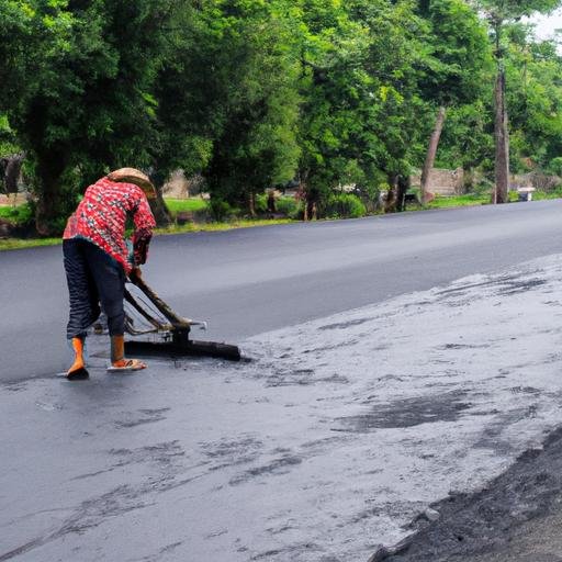 Công nhân sửa chữa đường trên Đường Lê Bình Cái Răng
