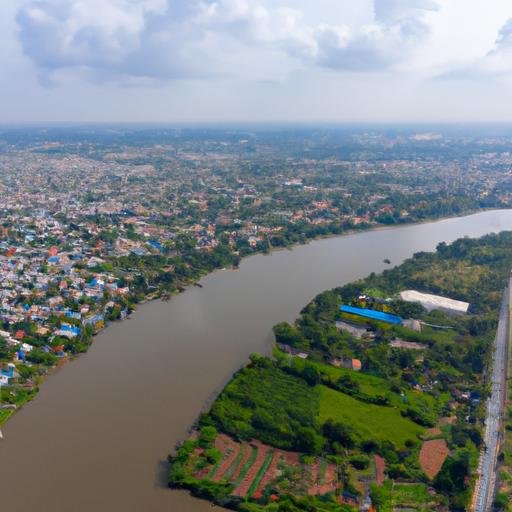 Tầm nhìn từ trên cao của con sông chạy sát bên Đường Lê Bình Cái Răng