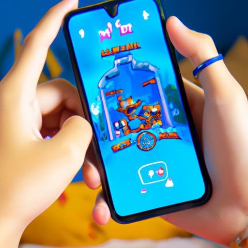 Gamer cầm smartphone chơi Liên Quân Mobile trên màn hình