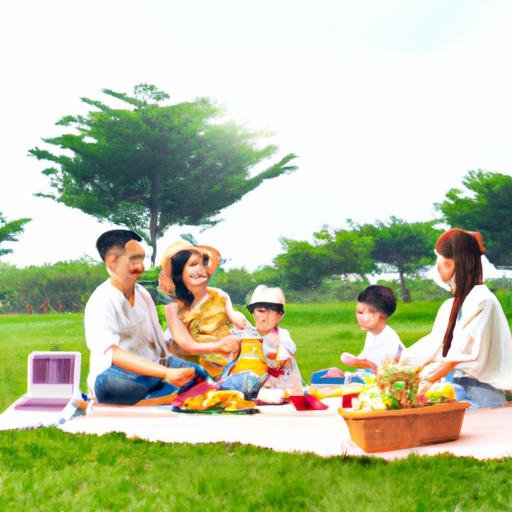 Gia đình hạnh phúc tận hưởng buổi picnic tại Tổ 6 Thị Trấn Đông Anh