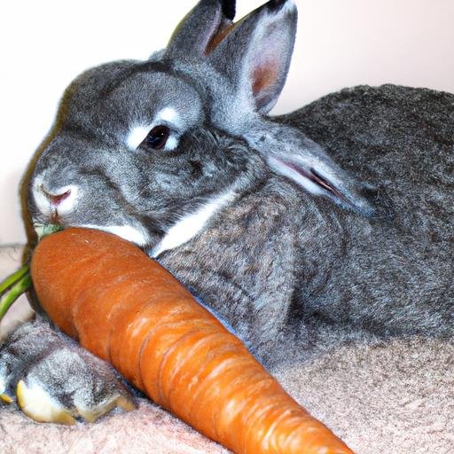 Ảnh thật của một chú thỏ đáng yêu ôm cà rốt.