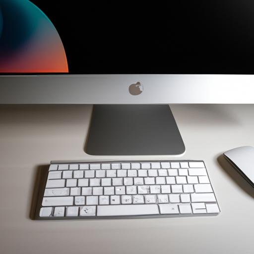 iMac 27 2018 kèm bàn phím và chuột không dây Magic nằm trên bàn.