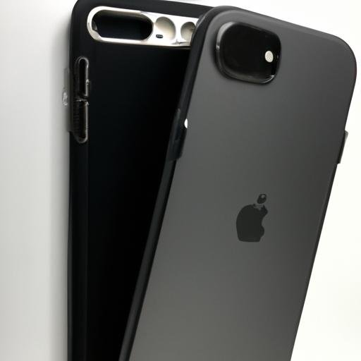 iPhone 7 Plus đen với vỏ kim loại màu bạc có cắt nhỏ để camera và cổng
