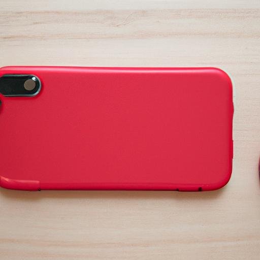 Một góc chụp từ trên xuống của iPhone 7 Plus với vỏ bằng silicone màu đỏ
