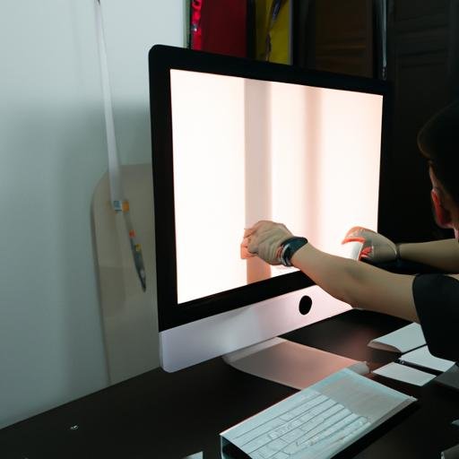 Kỹ thuật viên kiểm tra hiệu suất của một chiếc iMac sau khi được sửa chữa tại Hà Nội.