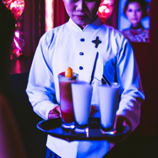 Một Kynu Ho Chi Minh phục vụ đồ uống cho khách trong một quán bar cao cấp