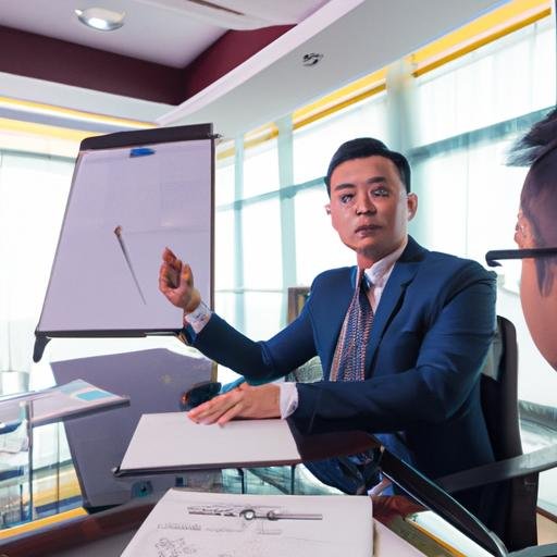 Một Kynu Ho Chi Minh trình bày báo cáo cho khách hàng trong phòng họp