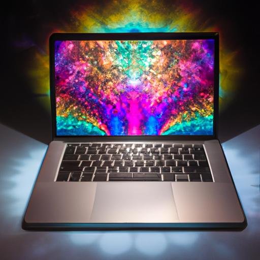 Macbook Pro 2015 15 inch i7 trong không gian bao phủ bởi các chiếu tia hình ảnh chuyển động