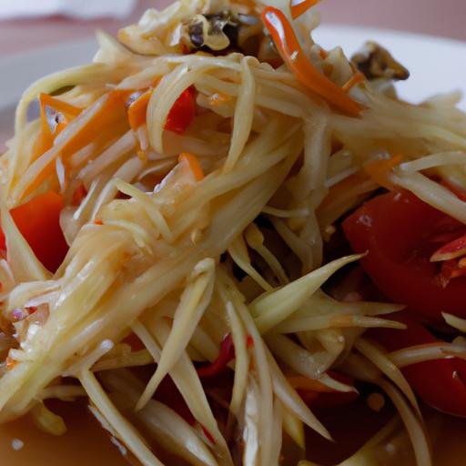 Gần cận cảnh một món salad đu đủ cay