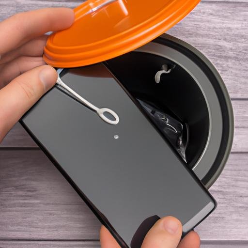 Một người đang ném một chiếc Lenovo A7000 bị vỡ màn hình vào thùng rác.
