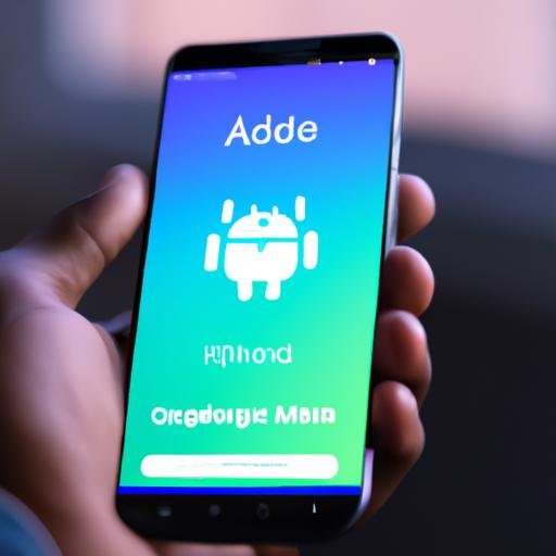 Người cầm smartphone với ứng dụng Android trên màn hình.