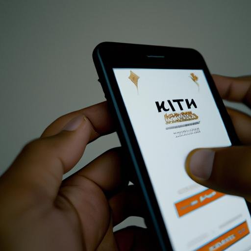 Người đàn ông nghiên cứu chương trình khuyến mãi điện máy Khải Trí trên smartphone