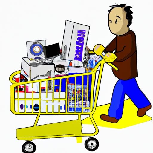 Người đang giữ một giỏ hàng đầy điện tử đang được giảm giá