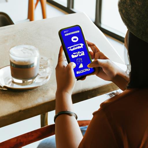 Người dùng Chat Room 1 trên điện thoại khi ngồi trong quán cà phê