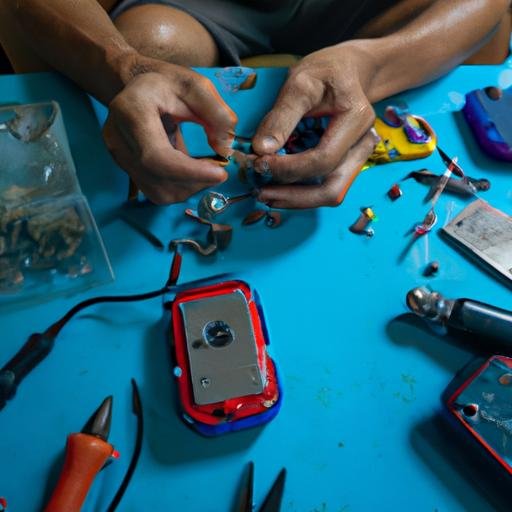 Một người đang nâng cấp trang bị cho game quán kem của Pi trong một không gian trang bị đầy đủ các dụng cụ.