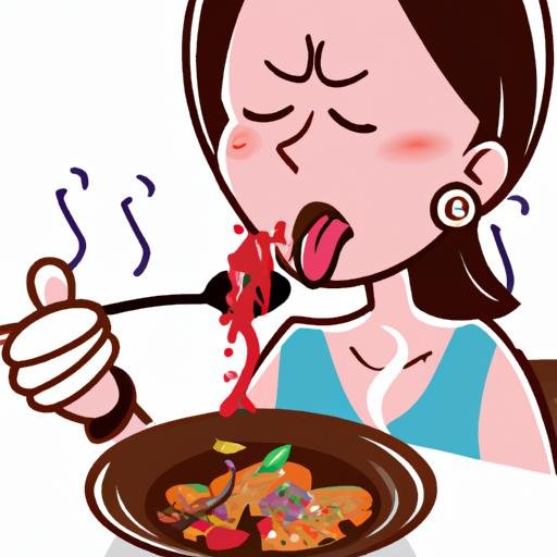 Người phụ nữ đổ mồ hôi khi ăn món xào cay