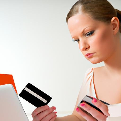 Một người phụ nữ đang lướt internet để so sánh các thẻ tín dụng từ các ngân hàng khác nhau.