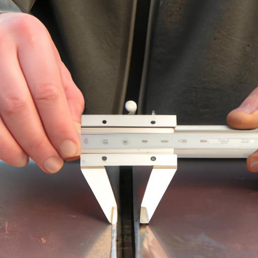 Một người sử dụng thước micromet để đo lệnh cắt kích thước trên một mảnh kim loại