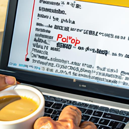 Người dùng cầm cốc cà phê và gõ trên laptop khi đang chuyển đổi tập tin XML thành PDF