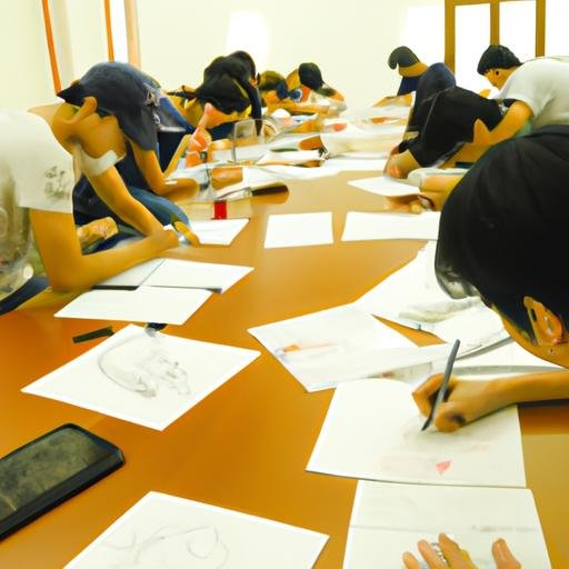 Một nhóm người tham gia khóa học vẽ manga dựa trên các kỹ thuật từ quyển sách 'Sách vẽ truyện tranh phong cách Nhật Bản'.