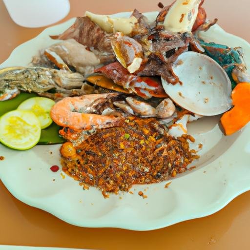 Đĩa ăn đặc sản với hải sản tươi sống