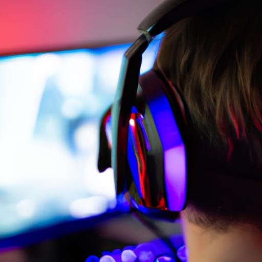 Sử dụng tai nghe có dây để chơi game trên máy tính.