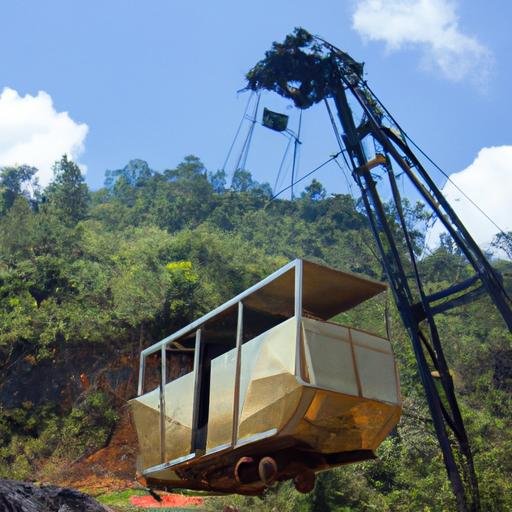 Thang máy cáp treo được sử dụng trong hoạt động khai thác mỏ ở vùng xa xôi