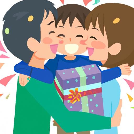 Đứa trẻ tặng quà và ôm lấy người cha/mẹ của mình