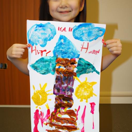 Đứa trẻ hạnh phúc vui mừng với tác phẩm xếp hình Haiten hoàn thành của mình