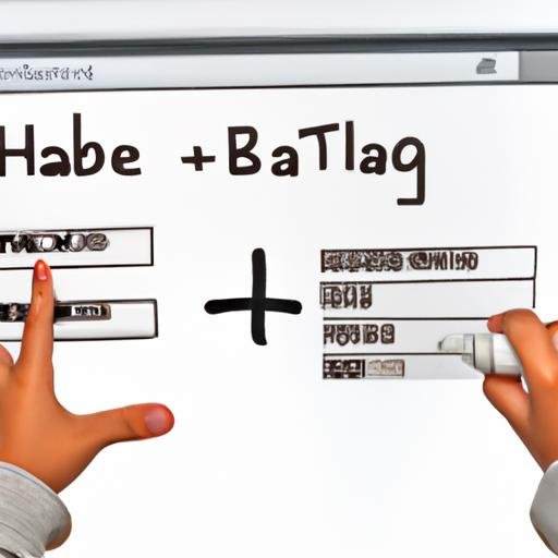 Viết 'thẻ b' trên bảng trắng với mũi tên chỉ vào mã HTML trên màn hình