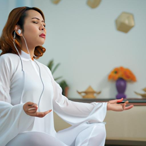 woman meditating with cach im lang song