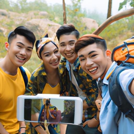 Đám bạn cười tươi chụp ảnh selfie sau chuyến phiêu lưu tuyệt vời, vui vẻ vì đã mang theo 'gói an sinh'