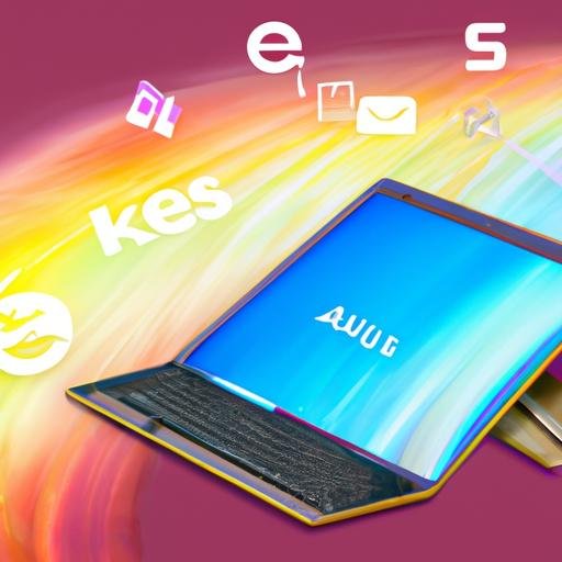 Máy tính bảng Asus K011 trên nền đầy màu sắc với nhiều ứng dụng được mở ra.
