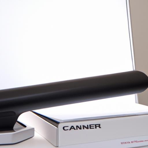 Máy quét Canon LiDE 110 được đặt trên bàn để quét tài liệu